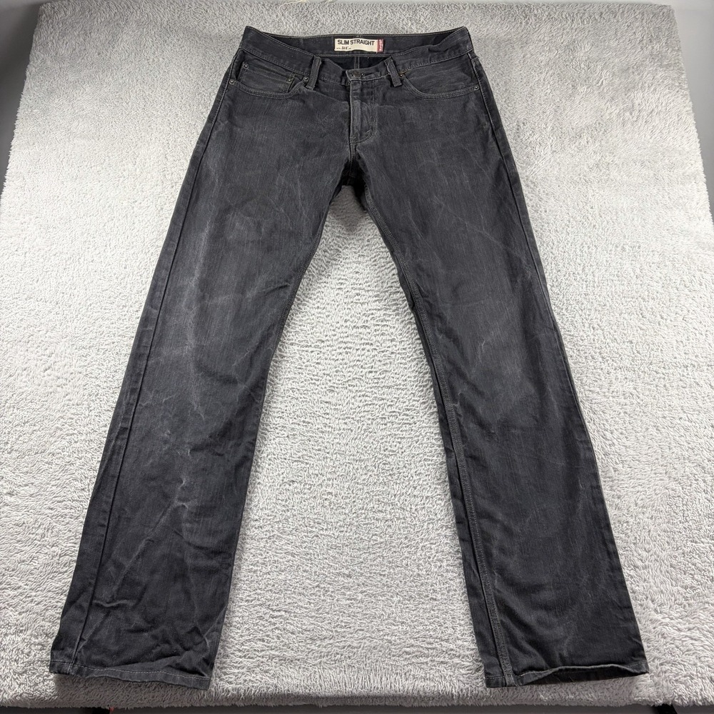 Vintage Levi 514 Black Mens 34x34 (Fits 32x33) Marbling Washed Out Style